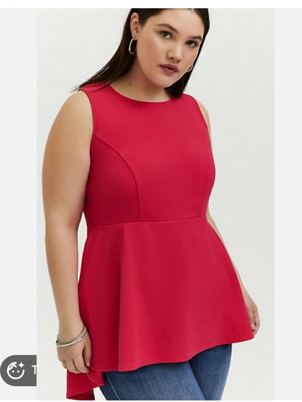 NWT Torrid Passion Ponte Hi Low Peplum Top Fuchsia Pink Size 1 14/16